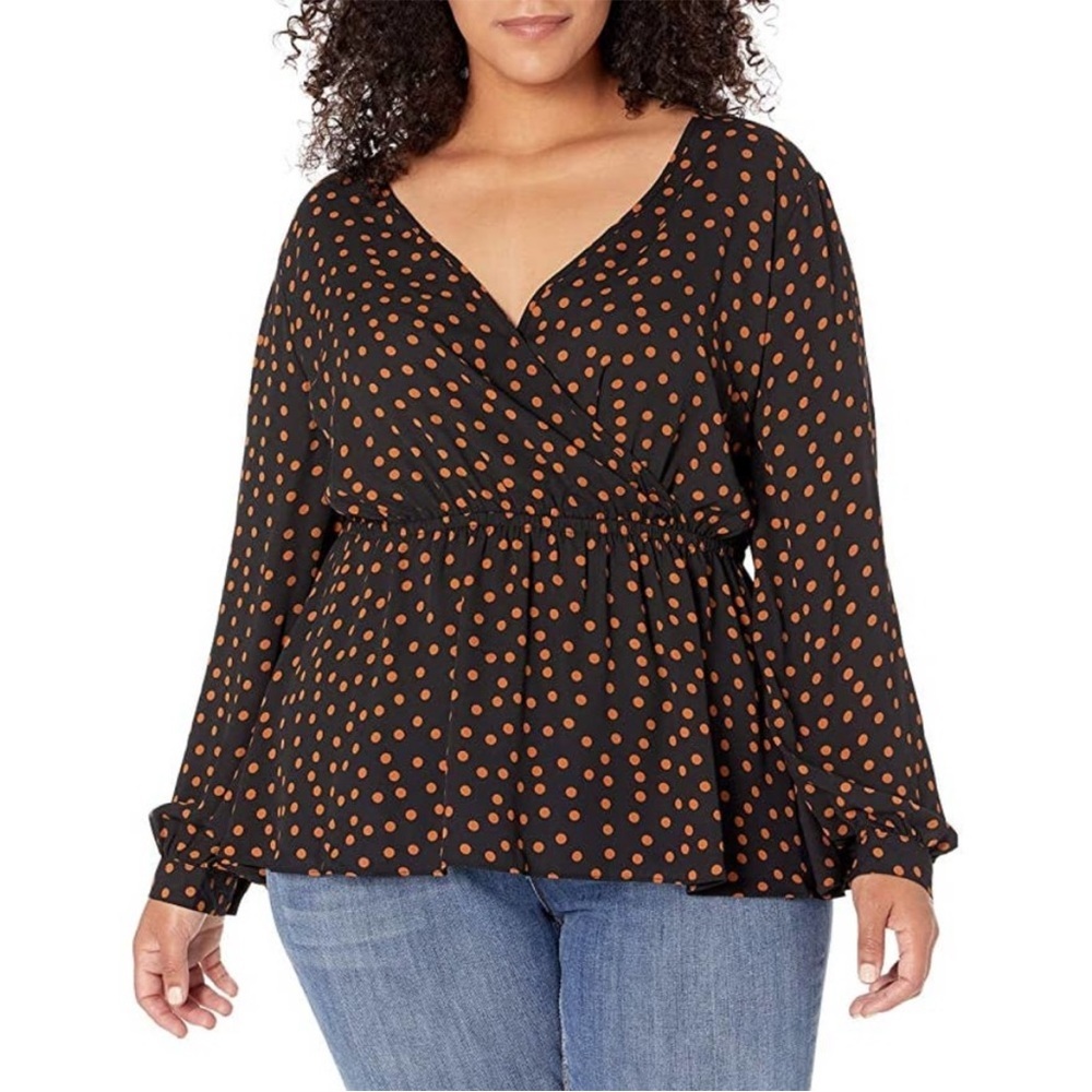 City Chic Dotty Wrap Top Size 18
